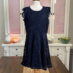 Little Girls Navy Floral Dress